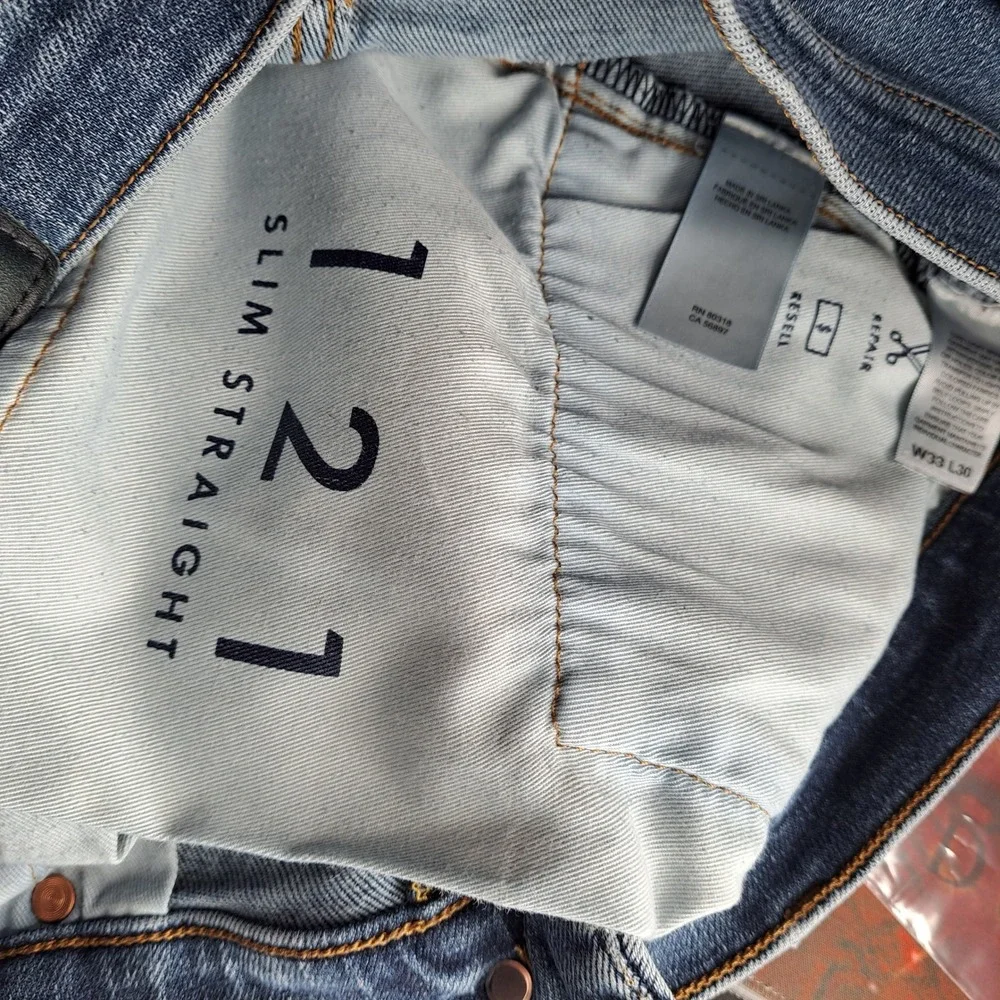 Lucky Brand 121 Slim Straight Mens W33 L30 Blue Denim Jeans Casual Workwear Core